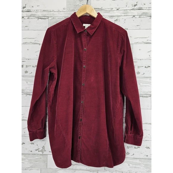 J. Jill Tops - J Jill Corduroy Burgundy Button Up Shirt Womens Large